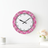 花のピンクの庭によってはローマディジットが開花します ラージ壁時計 (ホーム)