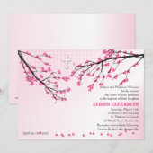 花のピンクの枝の招待状 招待状 (正面/裏面)