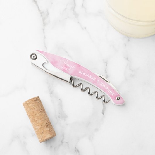 花のピンクの水の色結婚が感謝の好意 ソムリエナイフ (正面)