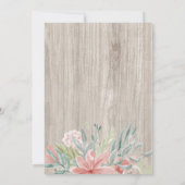 花のピンクの灰色の木製のひもはSweet sixteenをつけます 招待状 (裏面)