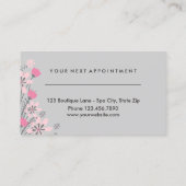 花のピンクの灰色|の美容師のアポイントメント 予約カード (裏面)