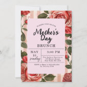 花のピンクの芍薬の母の日ブランチ 招待状 (正面)