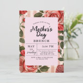 花のピンクの芍薬の母の日ブランチ 招待状 (スタンド正面)