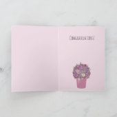 花のピンクの花束誕生日カード カード (内部)