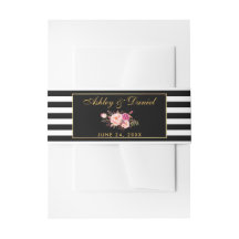 花のピンクの金ゴールドの黒のストライプの結婚