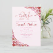 花のピンクの21歳の誕生日招待状 招待状 (スタンド正面)