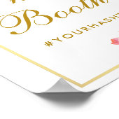 花のピンクゴールド ウェディング フォトブース ポスター (角)