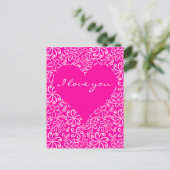 花のピンクハートのポストカード ポストカード (スタンド正面)