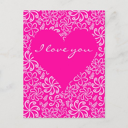 花のピンクハートのポストカード ポストカード (正面)