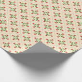花のピンク及び緑のキルトの民芸パターン ラッピングペーパー (角)