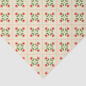 花のピンク及び緑のキルトの民芸パターン 薄葉紙 (詳細)