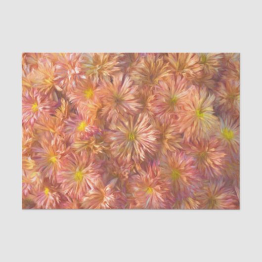 花のピンク黄色の菊のプリティーデコパージュ 薄葉紙 (正面)