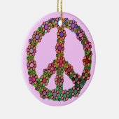 花のピースサインの記号のカラフル セラミックオーナメント (右)