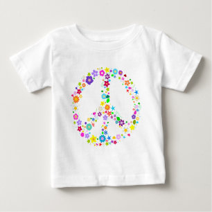 花のピースサイン ベビーTシャツ