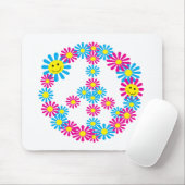 花のピースサインwの顔 マウスパッド (マウス)