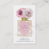 花のファッション香水ボトル ピンクのバラ ゴールド グラム 名刺 (裏面)