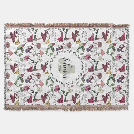 花のファミリー ネーム ハミングバード ガーデン & フラワーズ スローブランケット (正面)