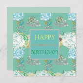 花のファンタジーの誕生日の平らなカード サンキューカード (正面/裏面)