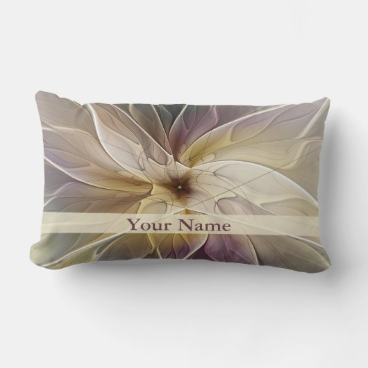 花のファンタジーの金ゴールドのナスの抽象美術の名前 ランバークッション (正面)