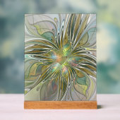 花のファンタジー モダン フラクタルアート ゴールドの花 アクリルサイン (ニュートラル)