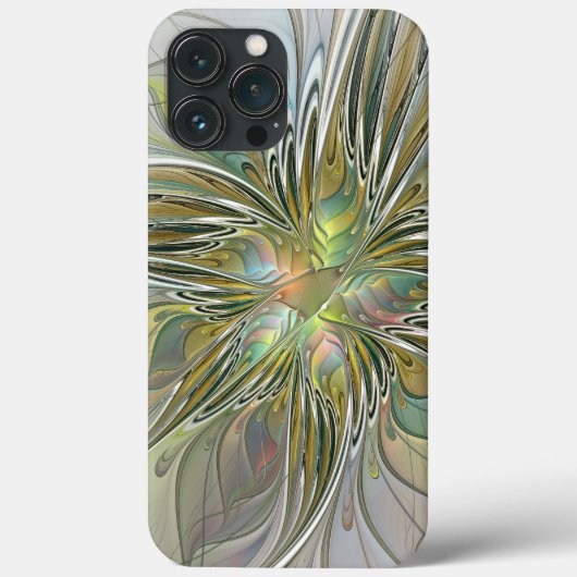 花のファンタジー モダン フラクタルアート ゴールドの花 Case-Mate iPhoneケース (裏面)