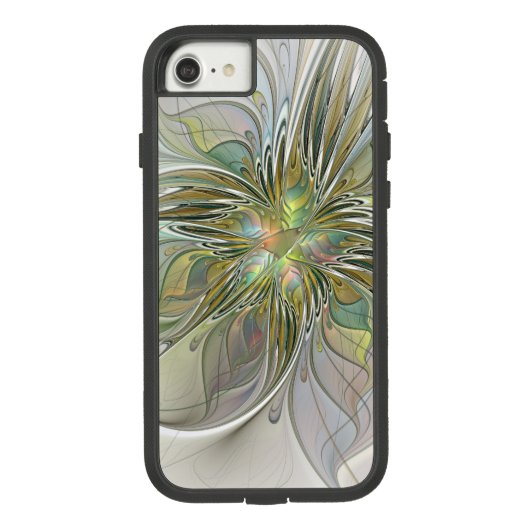 花のファンタジー モダン フラクタルアート ゴールドの花 Case-Mate iPhoneケース (裏面)