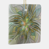 花のファンタジー モダン フラクタル アート ゴールドの花 セラミックオーナメント (右)