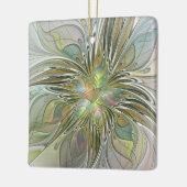花のファンタジー モダン フラクタル アート ゴールドの花 セラミックオーナメント (左)