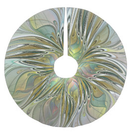 花のファンタジー モダン フラクタル アート ゴールドの花 ブラッシュドポリエステルツリースカート