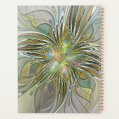 花のファンタジー モダン フラクタル アート ゴールドの花 プランナー手帳 (裏面)