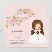 花のファーストコミュニオン招待状 招待状 (正面/裏面)