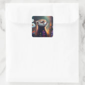 花のフィールドにフェレットのシール スクエアシール (バッグ)