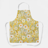 花のフィールドイエローオレンジ自然ハッピーおもしろい エプロン (正面)