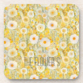 花のフィールドイエローオレンジ自然ハッピーおもしろい コースター (正面)