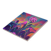 花のフィールド明るい抽象芸術デジタルアート タイル (側面)