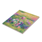 花のフィールド紫色のピンクの白いデジタルアート タイル (側面)