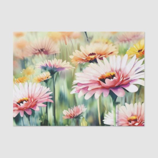 花のフィールド – ガーベラデイジー(A)水色 薄葉紙 (正面)