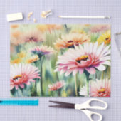 花のフィールド – ガーベラデイジー(A)水色 薄葉紙 (クラフト)