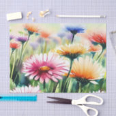 花のフィールド – ガーベラデイジー(D)水色 薄葉紙 (クラフト)