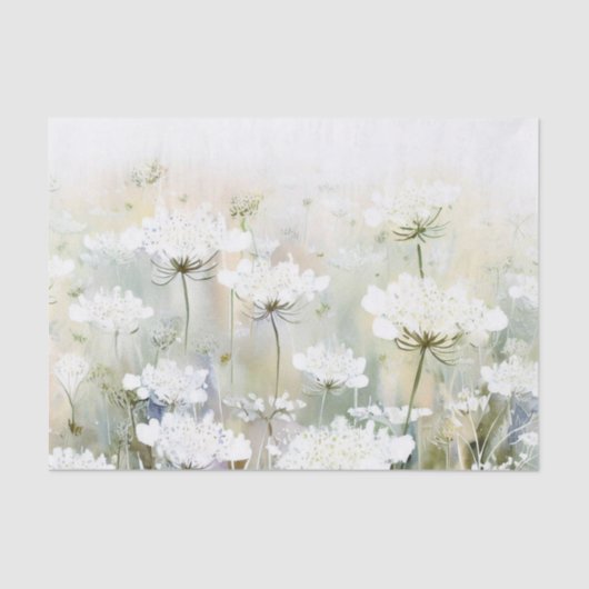 花のフィールド – クイーンアンズレース(D)水色 薄葉紙 (正面)