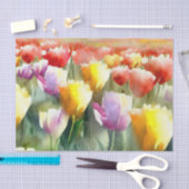 花のフィールド – チューリップ(B)水色 薄葉紙 (クラフト)