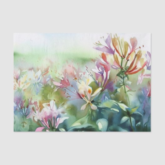 花のフィールド – ハニーサックル(A)水色 薄葉紙 (正面)