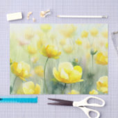 花のフィールド – バターカップ(D)水色 薄葉紙 (クラフト)