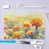 花のフィールド – マリゴールド(B)水色 薄葉紙 (クラフト)