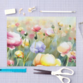 花のフィールド – ラヌンキュラス(B)水彩 薄葉紙 (クラフト)