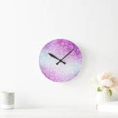 花のフィールド – 紫 ラウンド壁時計 (ホーム)