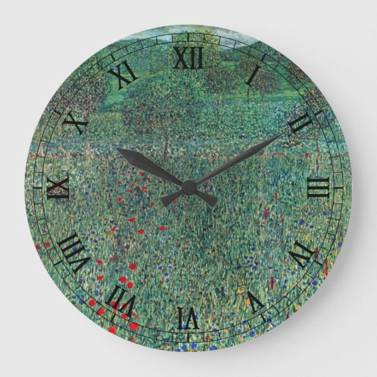 花のフィールドLitzlbergクリムト、ヴィンテージ風景 ラージ壁時計 (正面)