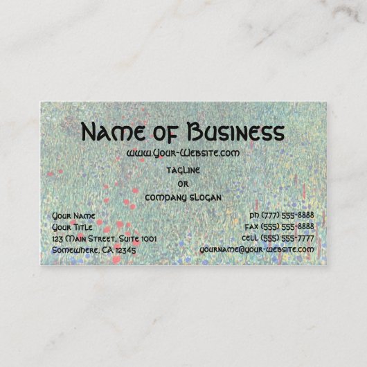 花のフィールドLitzlbergクリムト、ヴィンテージ風景 名刺 (正面)