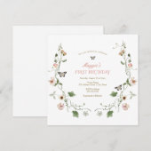 花のフェアリーガーデン誕生日 招待状 (正面/裏面)