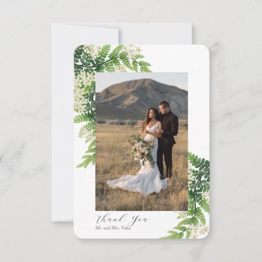 花のフェルン写真ありがとうウェディング サンキューカード (正面)